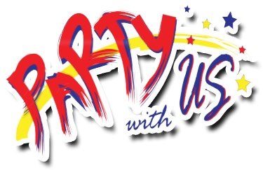 Logo of Party With Us, a party supplies provider in Singapore