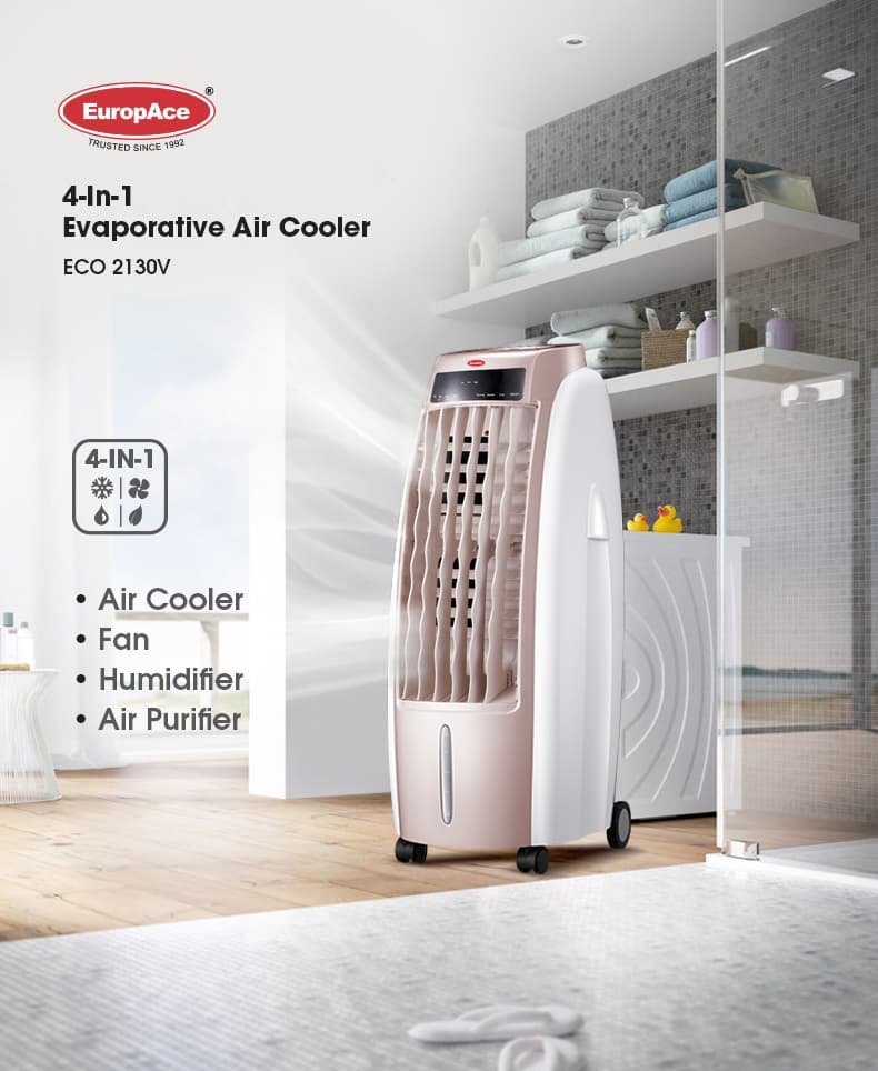EuropAce 4-in-1 Evaporative Air cooler ECO 2130V - Air cooler / fan / humidifier / Air purifier