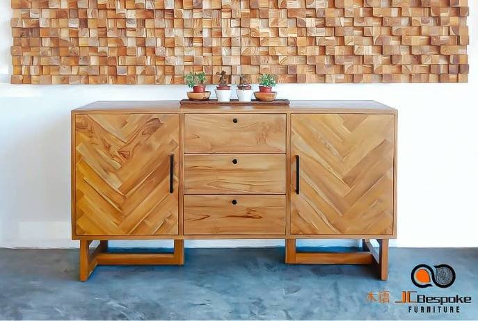 Caily solid teak wood side board