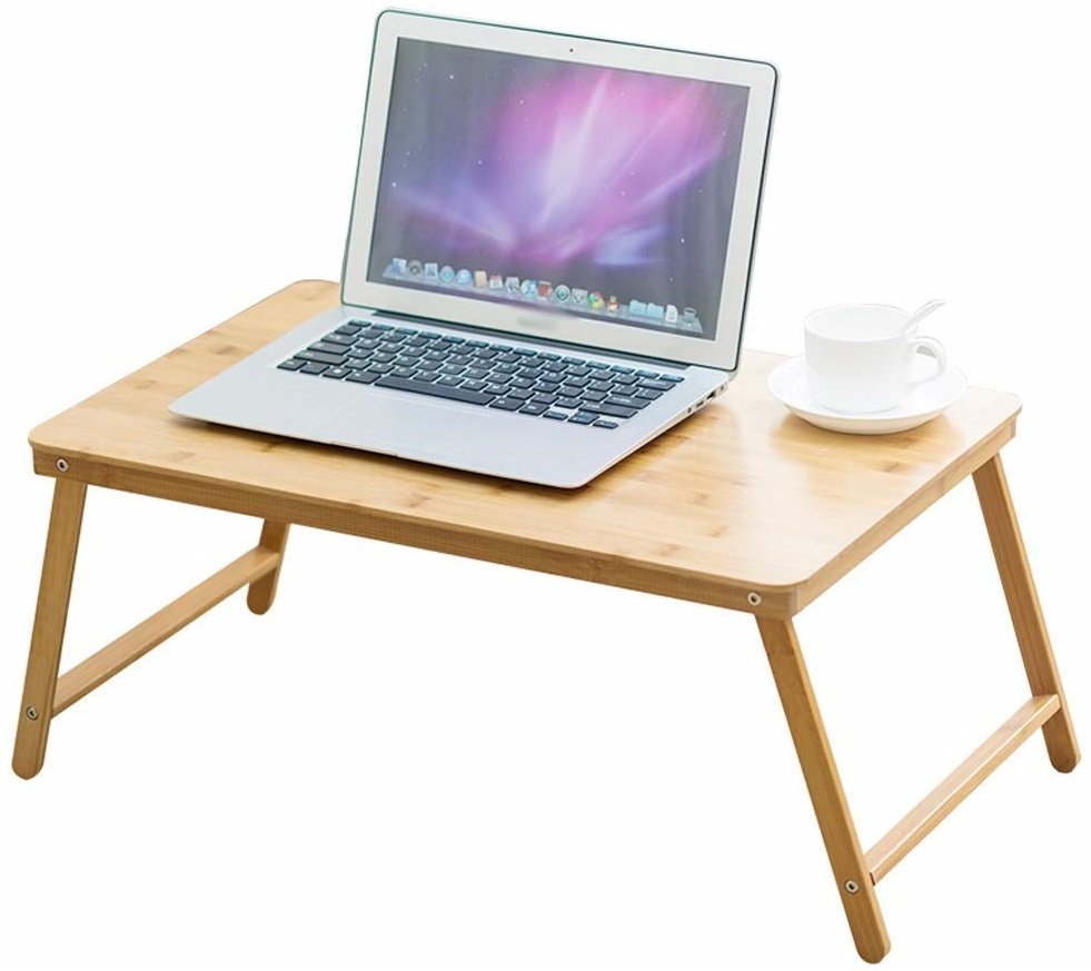Tsm Foldable Laptop Bed Table Bamboo Wood