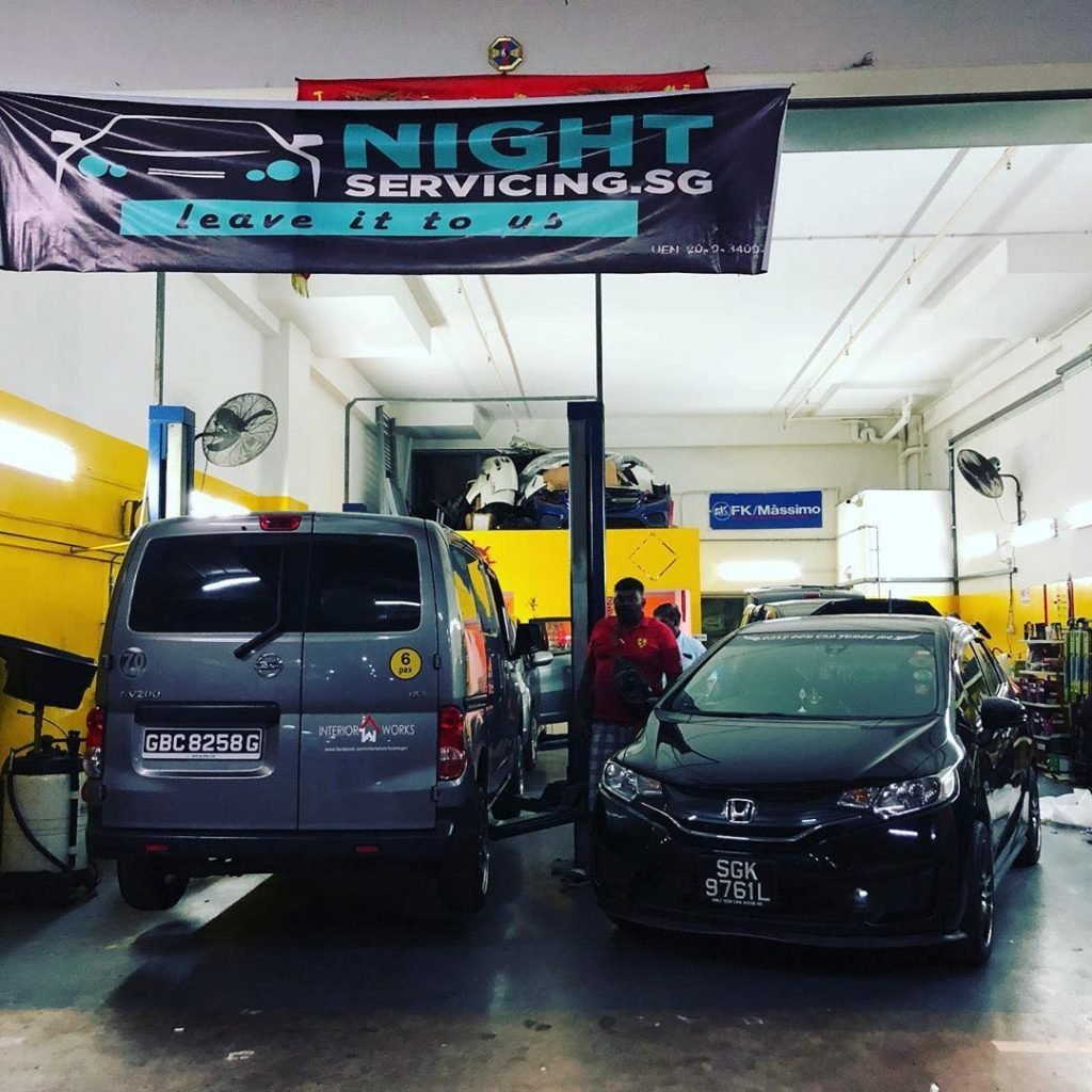 View of Night Servicing car workshop