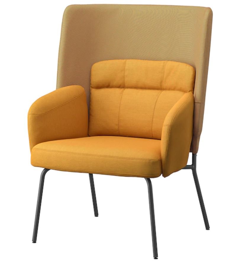 BINGSTA High-back chair, Vissle dark yellow, Kabusa dark yellow