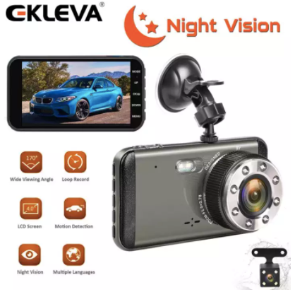 the EKLEVA Dual Dash Cam HD Front And Rear, Night Vision Car Camera