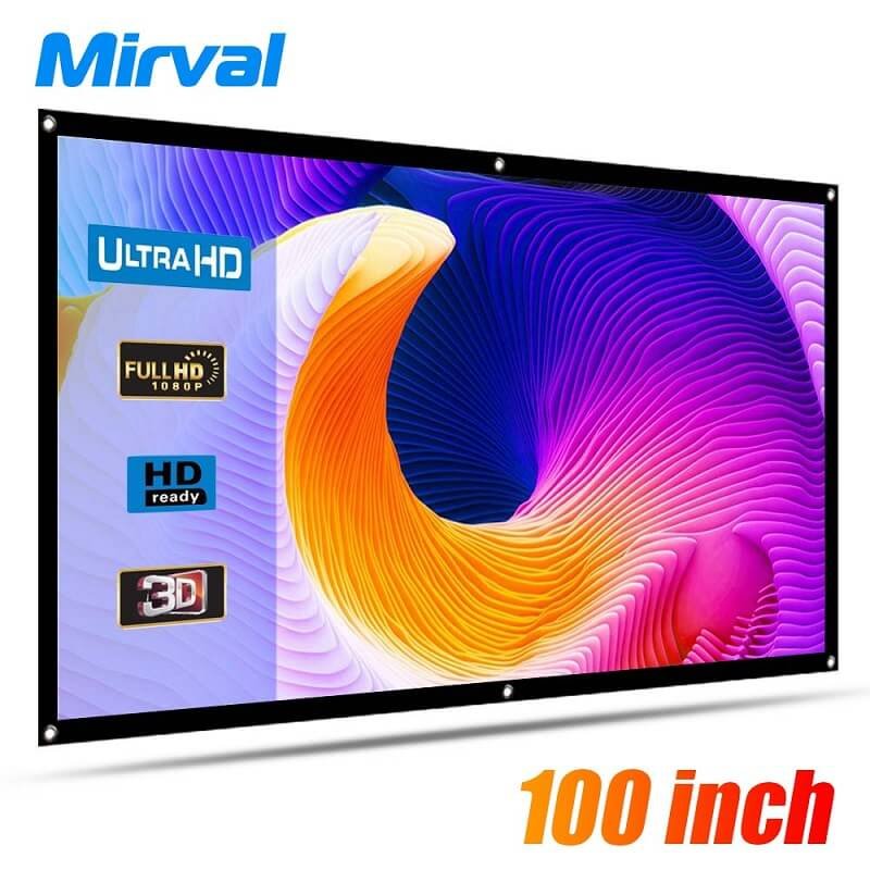 Mirval PS100 16:9 Portable 100 inch Projector Projection Screen