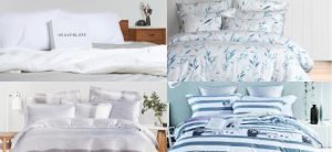 photo collage of beds covered by different bed sheet brands in Singapore